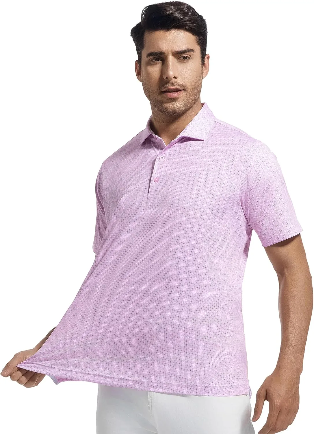 SAMERM Mens Golf Polo Shirts Short Sleeve Dry Fit Performance Moisture Wicking Print Sport Golf Shirts for Men Casual