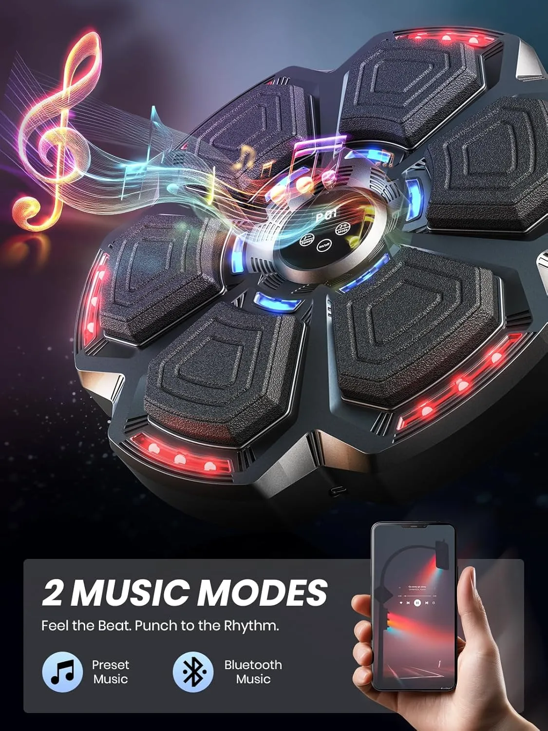 Upgraded Music Boxing Machine for Adults and Kids, Smart Bluetooth Boxing Trainer with Gloves, Wall Mounted Electronic Music Punching Machine with 9 Modes & 9 Speeds, for Home, Office, and Gym Workout
