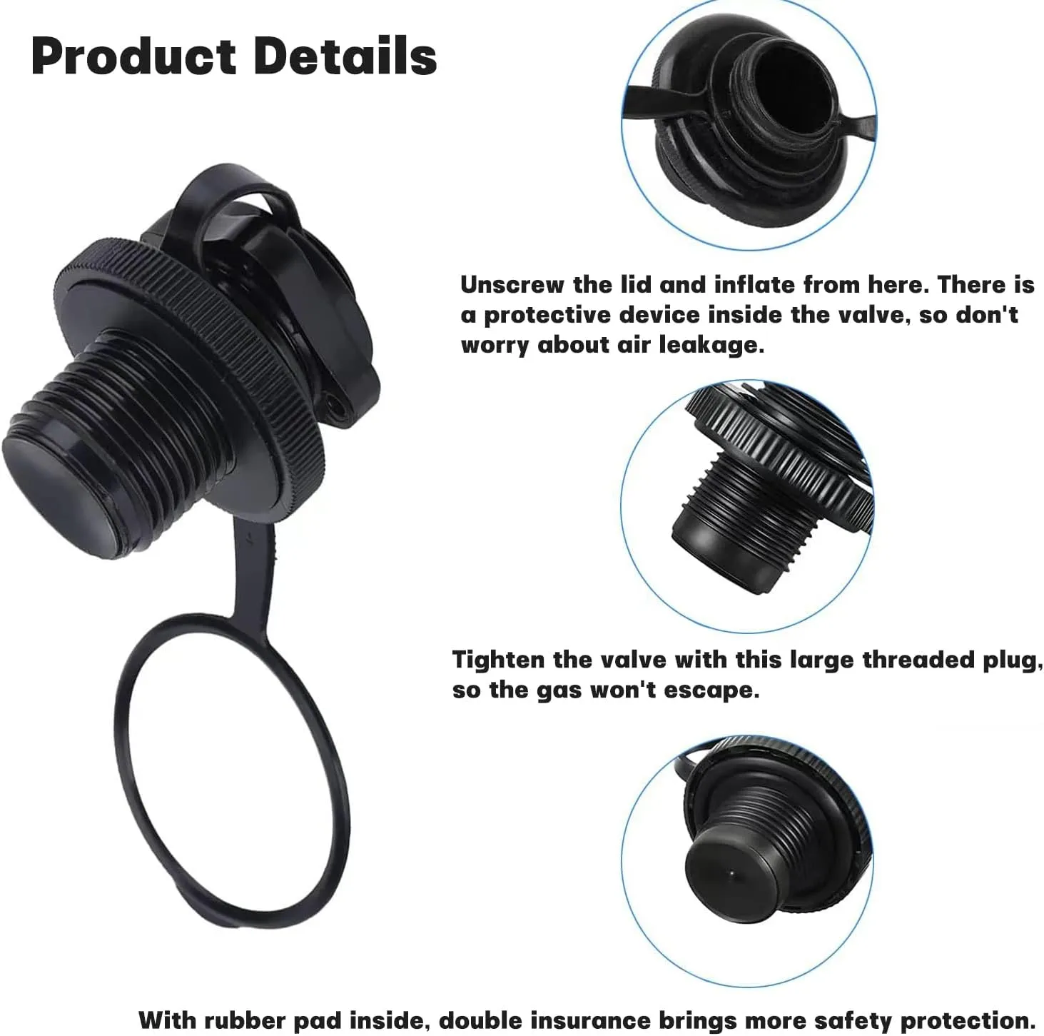 Wanoni's 2pcs Inflatable Boat Valve towable Tube Plug for Kayaks, Rafts and Airbeds - ABS Plastic, Leak-Proof