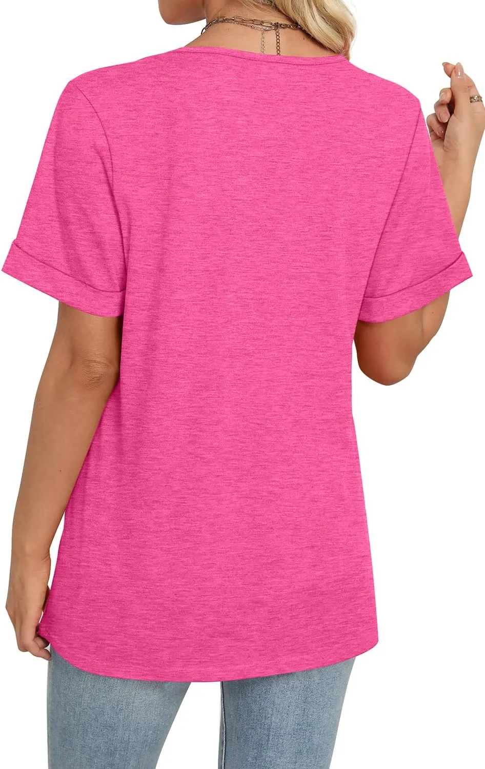 WIHOLL Womens Summer Tops Short Sleeve Basic Casual V Neck T Shirts Trendy Fashion 2025
