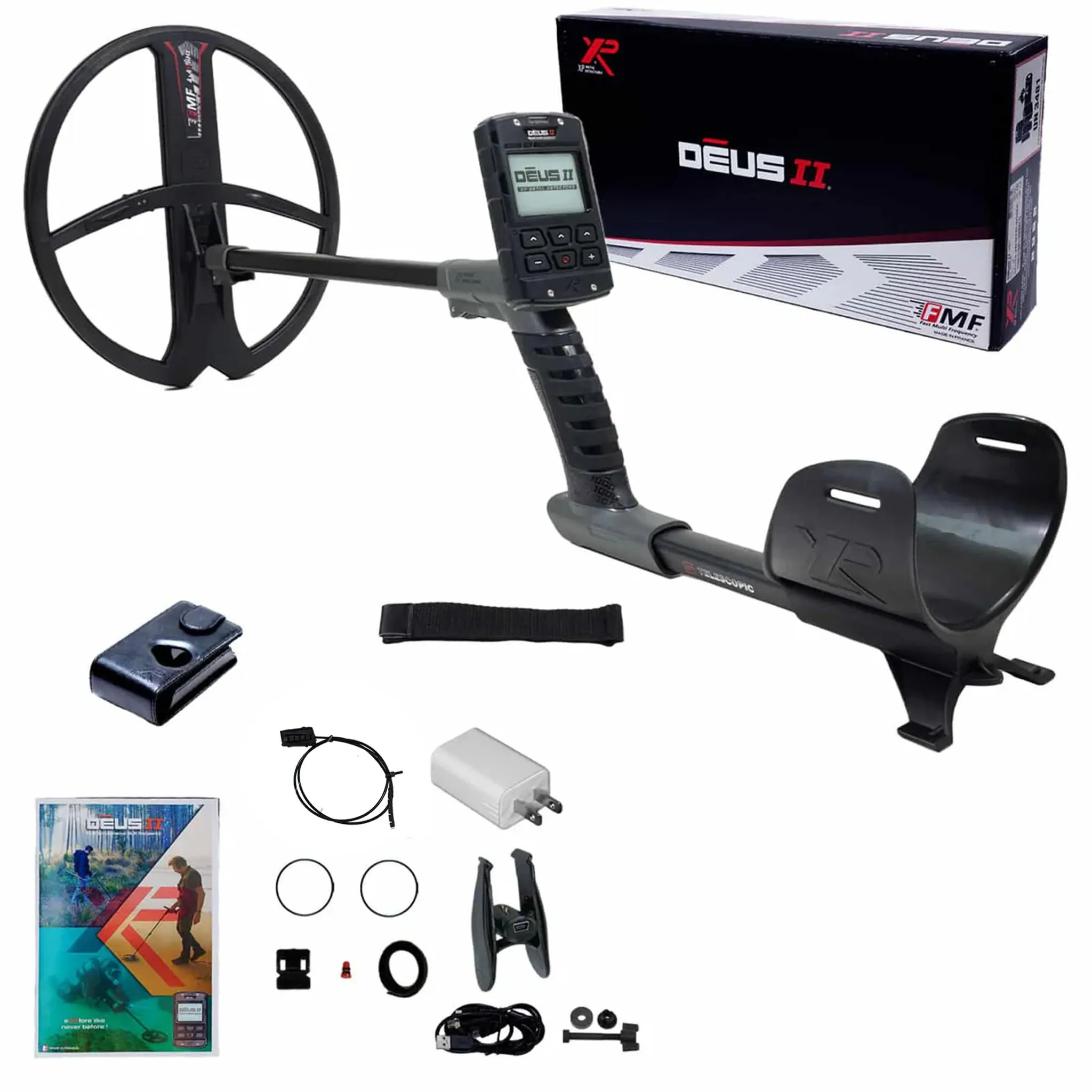 XP DEUS II Fast Multi Frequency RC Metal Detector with 13x11" FMF Search Coil, MI-6, AND WSA II Headphones