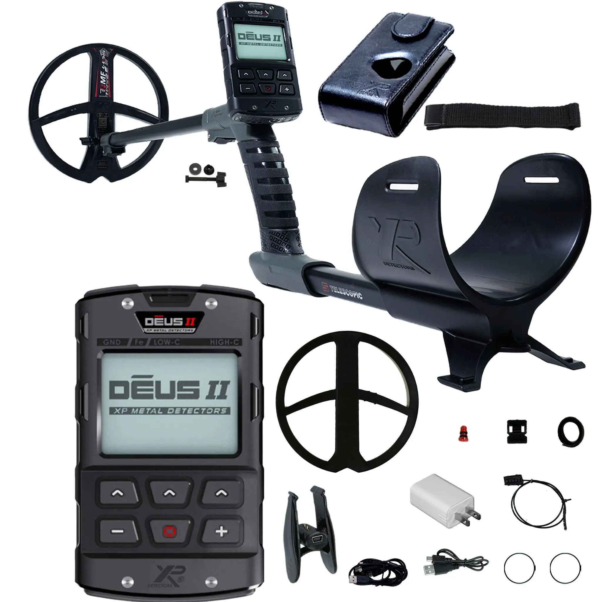 XP DEUS II Fast Multi Frequency RC Metal Detector with 9" FMF Search Coil, MI-6 Pinpointer, AND WSA II Headphones